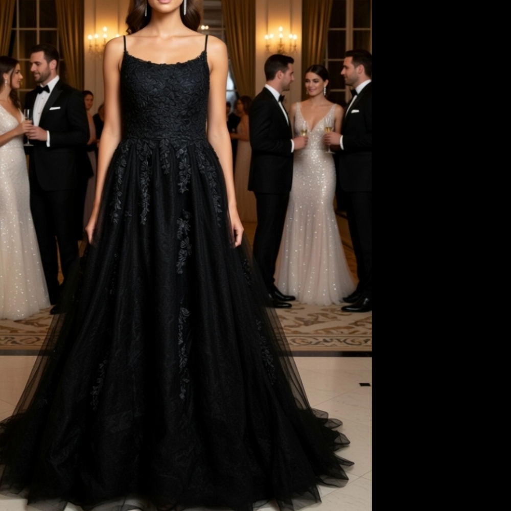Bluedragon Creations Black Lace Prom Gown